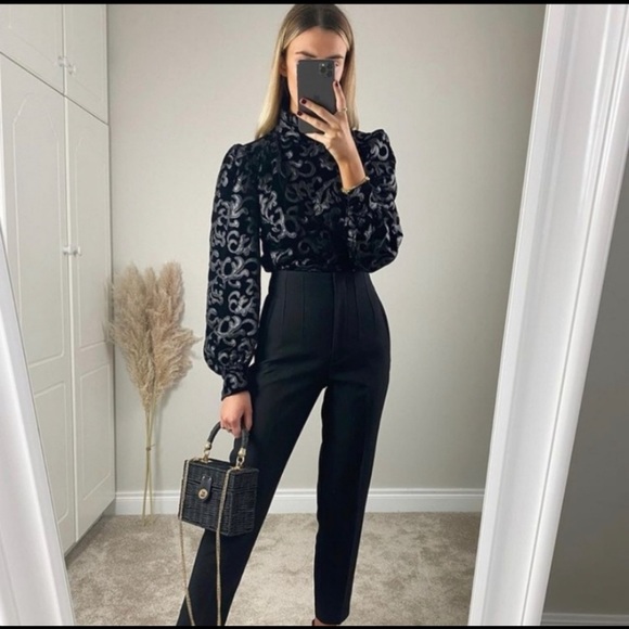 ZARA Combination Velvet Top - Picture 4 of 7